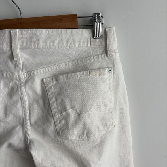 7 for All Mankind Jeans Women's 28 Bootcut White Denim Flare Low Rise 28x33 - Picture 8 of 9
